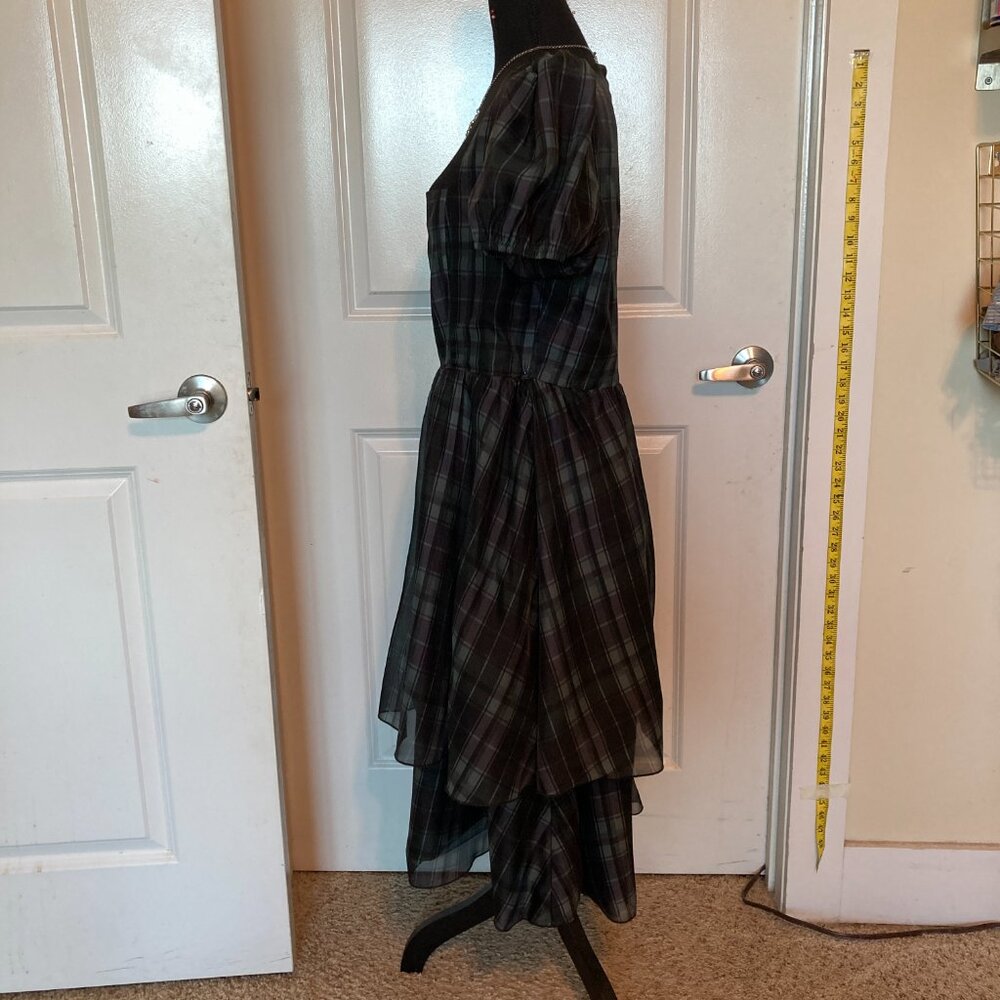 Disturbia Checkmate Puff Sleeve Layered Organza Midi Dress - Picture 3 of 8